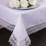 Obrus z Gipiurą Żakard – Biel 175