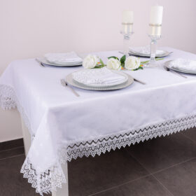 Obrus z Gipiurą Żakard - Biel 217