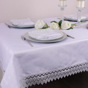 Obrus z Gipiurą Żakard – Biel 217