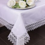 Obrus z Gipiurą Żakard – Biel 217