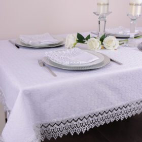 Obrus z Gipiurą Żakard - Biel 232