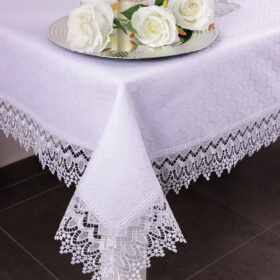 Obrus z Gipiurą Żakard – Biel 232 Obrus z Gipiurą Żakard – Biel 232