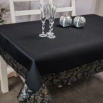 Obrus Magnat – Czarny + Srebro ze złotym