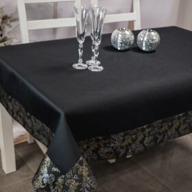 Obrus Magnat – Czarny + Srebro ze złotym