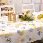 Obrus Świąteczny Boże Narodzenie- biały czarna gwiazdka Obrus Świąteczny Boże Narodzenie- biały czarna gwiazdka