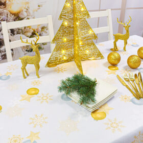 Obrus Świąteczny Boże Narodzenie – jasny szary złota bombka Obrus Świąteczny Boże Narodzenie – jasny szary złota bombka