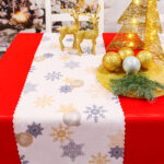 Bieżnik Świąteczny-biały czarna gwiazdka