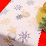 Bieżnik Świąteczny-biały czarna gwiazdka