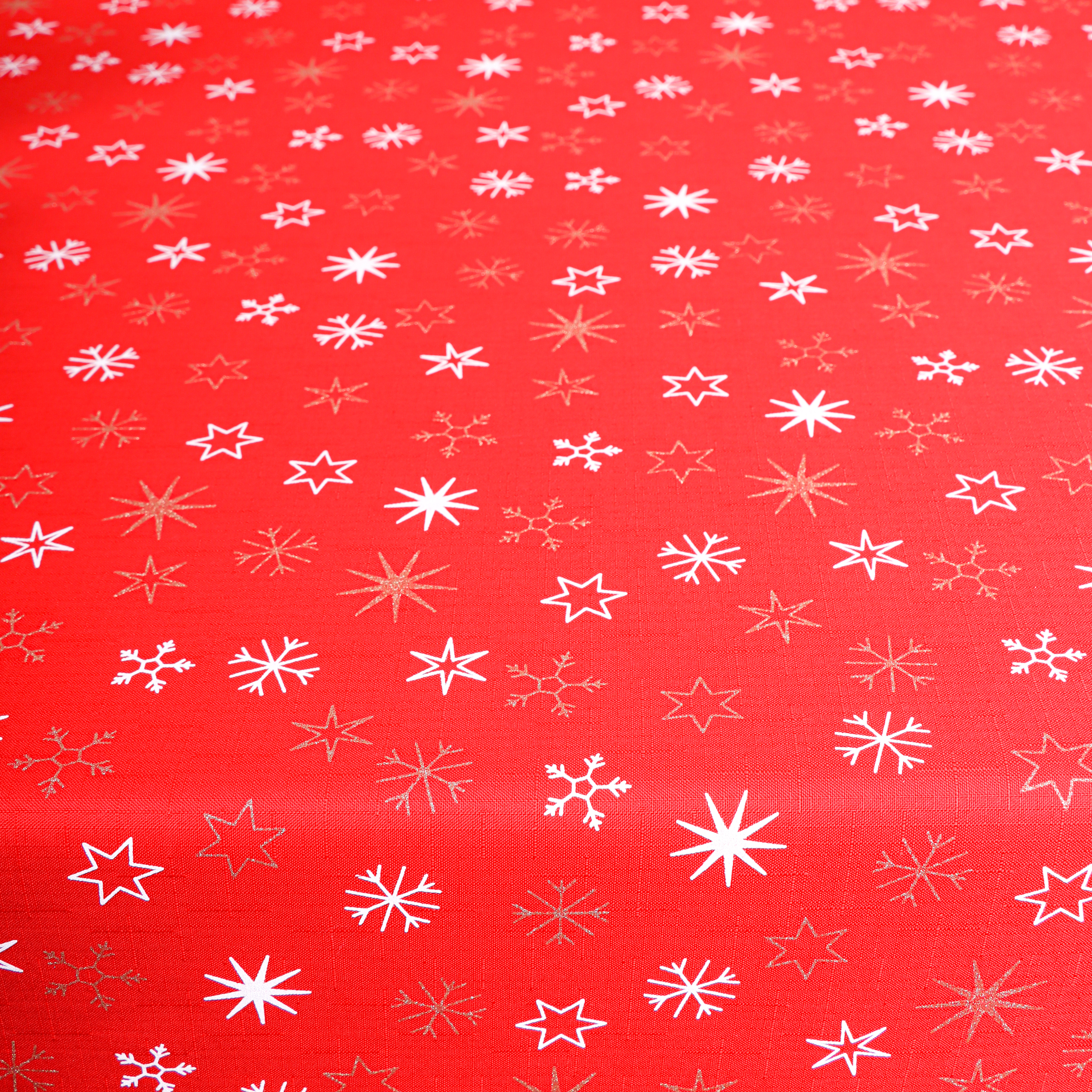 Obrus Świąteczny Gwiazdki – Czerwień Złoto Obrus Świąteczny Gwiazdki – Czerwień Złoto