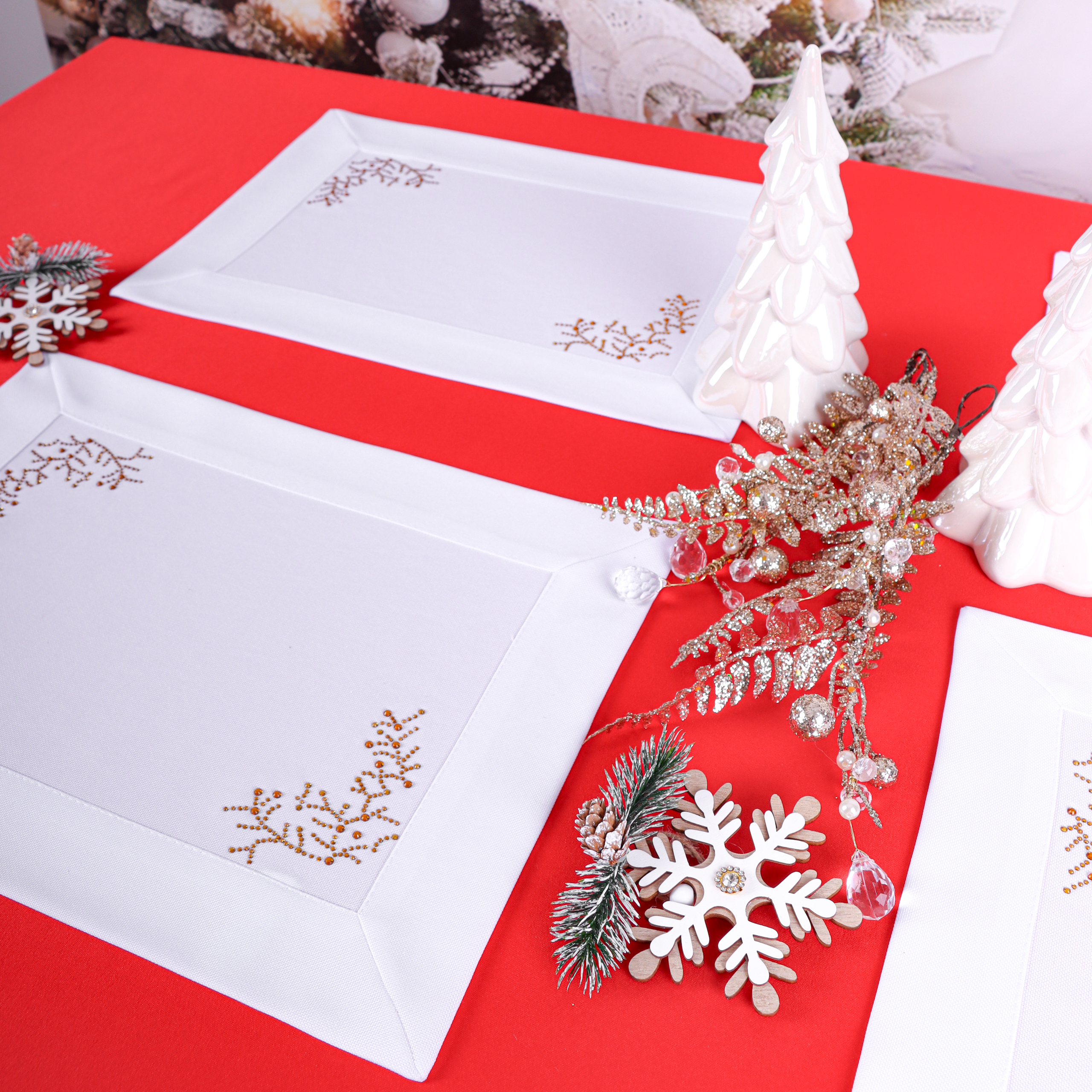 Podkładki świąteczne – Jodełka biel Podkładki świąteczne – Jodełka biel