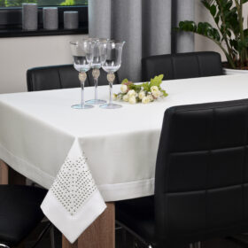 Obrus Panama Dekor – Biel Śmietanka