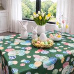 Obrus na stół Wielkanocny-Zielony jajka