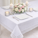 Obrus bawełniany z koronką- Biały