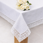 Obrus bawełniany z koronką- Biały