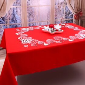 Obrus Świąteczny Bałwanki – Czerwony