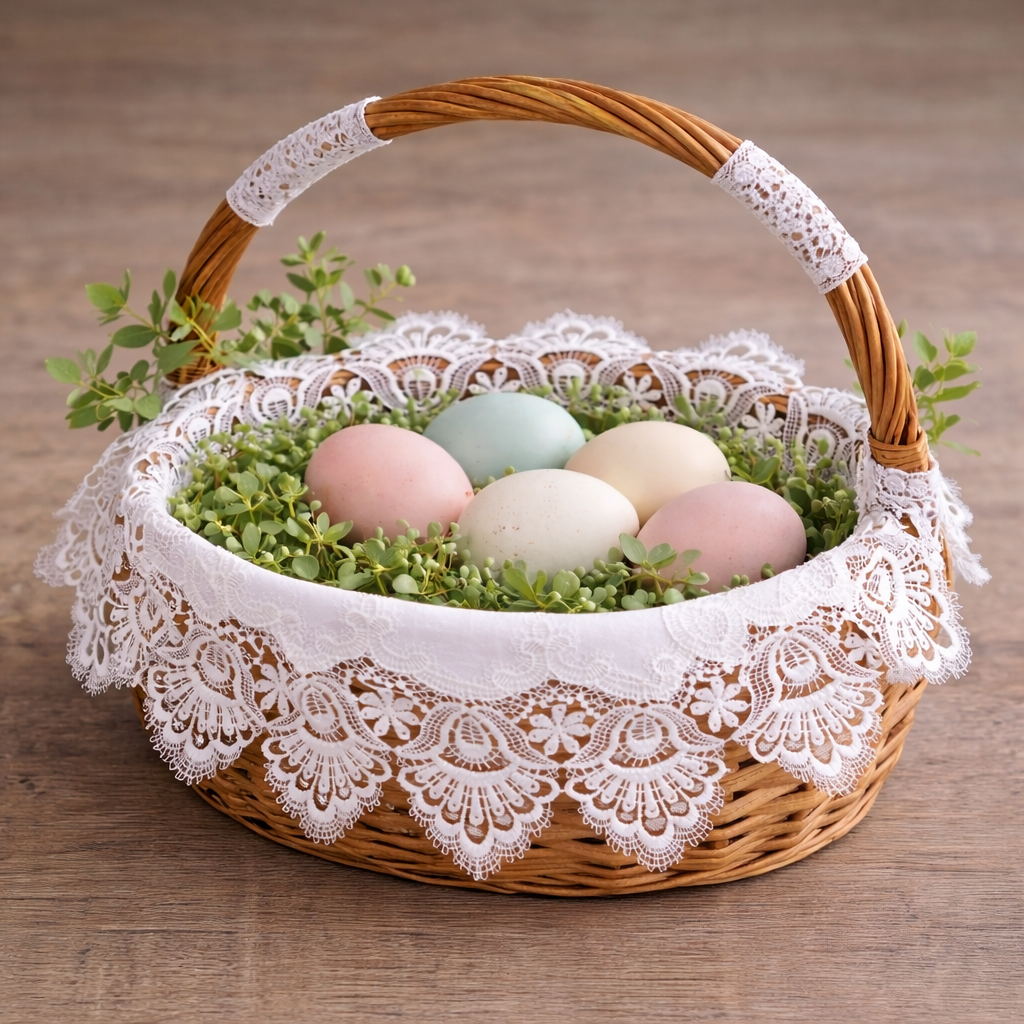 Serwetka do koszyczka wielkanocnego  z gipiurą 30×50