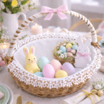 Serwetka do koszyczka wielkanocnego biała z gipiurą