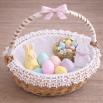 Serwetka do koszyczka wielkanocnego biała z gipiurą