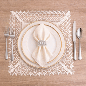 Serwetka 40x40 cm beżowa z gipiurą 11 cm