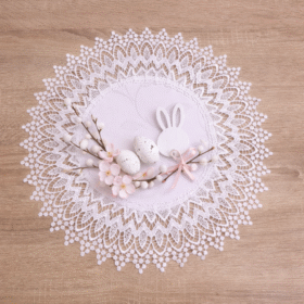 Serwetka do koszyczka wielkanocnego biała z gipiurą