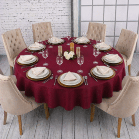 Okrągły obrus bordowy