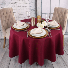 Okrągły obrus bordowy